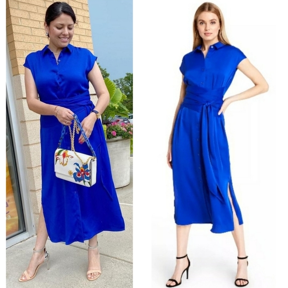 Target Dresses & Skirts - Cushnie for Target Cobalt Blue Maxi Shirtdress with Tie Waist